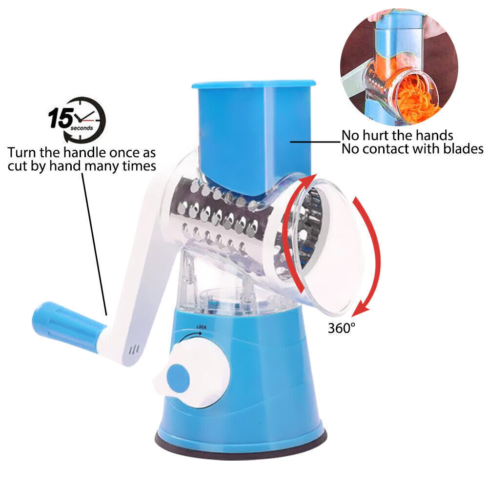 3-in-1 Rotary Food Slicer Chopper Cheese Grater Fruit Vegetable Shredder Cutter - FREE SHIPPING