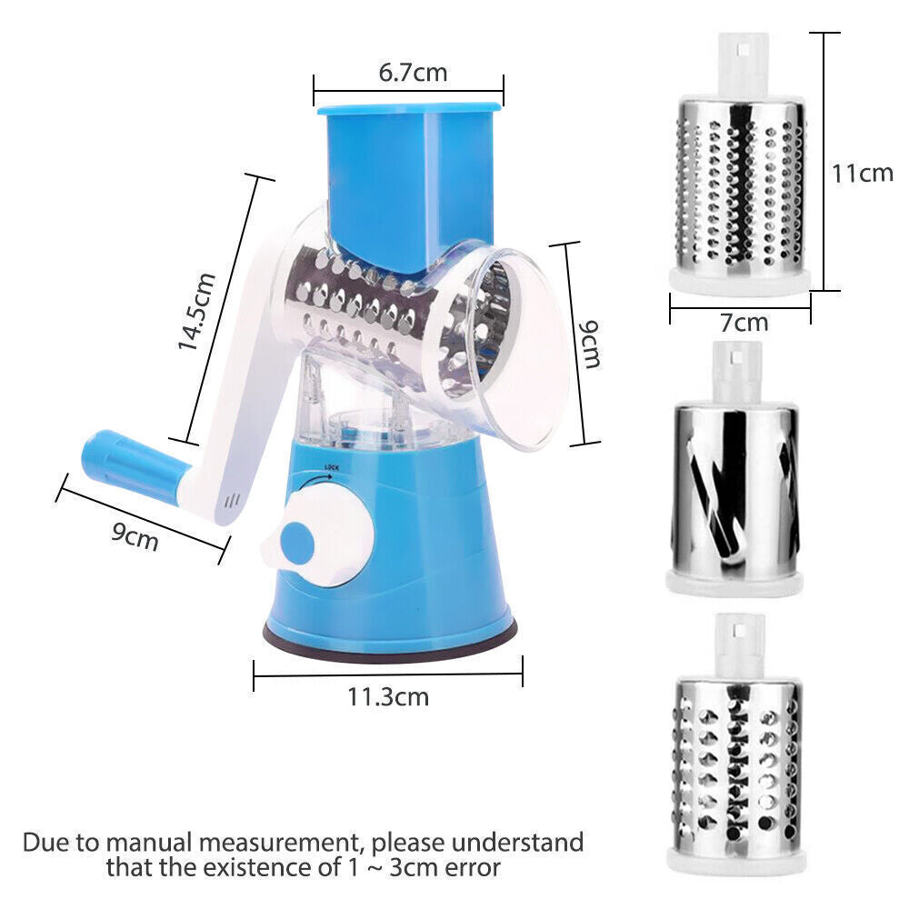 3-in-1 Rotary Food Slicer Chopper Cheese Grater Fruit Vegetable Shredder Cutter - FREE SHIPPING