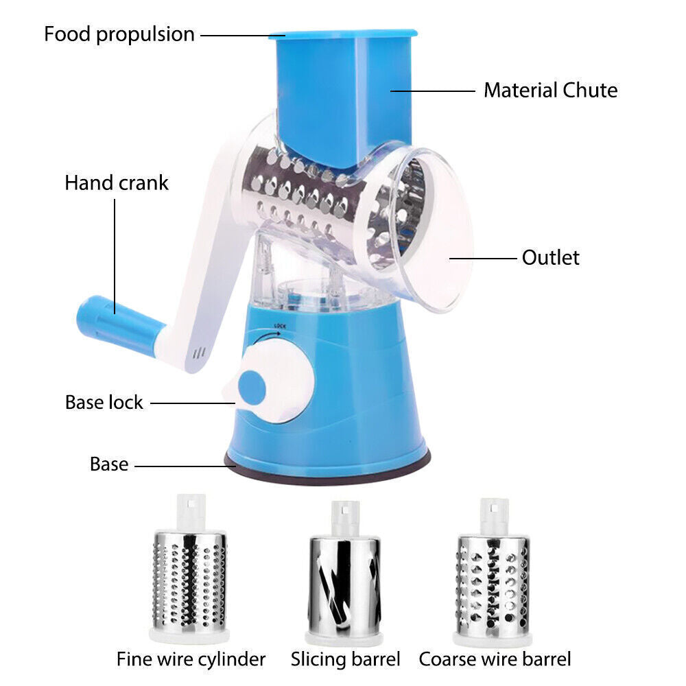 3-in-1 Rotary Food Slicer Chopper Cheese Grater Fruit Vegetable Shredder Cutter - FREE SHIPPING
